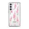 Gladiolus Grace phone case, tall pink gladiolus stems on a clear case with a personalised script name