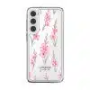 Gladiolus Grace phone case, tall pink gladiolus stems on a clear case with a personalised script name