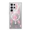 Gladiolus Grace phone case, tall pink gladiolus stems on a clear case with a personalised script name