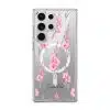 Gladiolus Grace phone case, tall pink gladiolus stems on a clear case with a personalised script name
