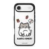 Always Hungry phone case by Millifloof, a tabby cat surrounded by fries and snacks