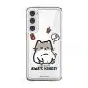 Always Hungry phone case by Millifloof, a tabby cat surrounded by fries and snacks