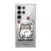 Always Hungry phone case by Millifloof, a tabby cat surrounded by fries and snacks