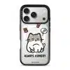 Always Hungry phone case by Millifloof, a tabby cat surrounded by fries and snacks
