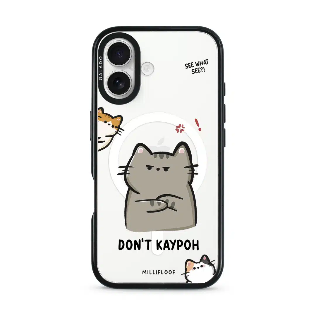 Don't Kaypoh phone case by Millifloof, an annoyed cat with a nosy cat peeking in