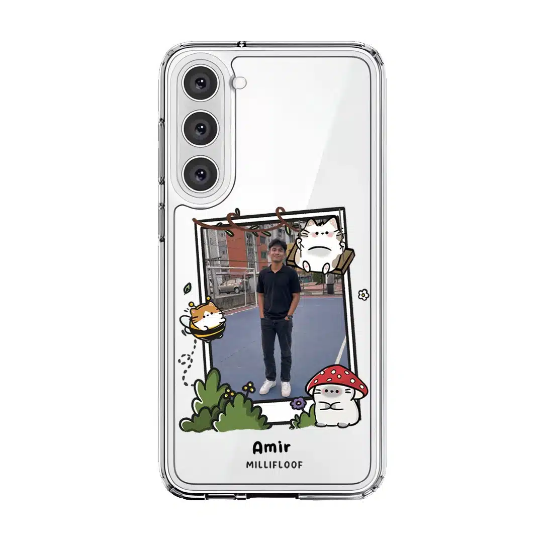 Garden Meows custom photo phone case by Millifloof, a framed picture surrounded by cats and toadstools
