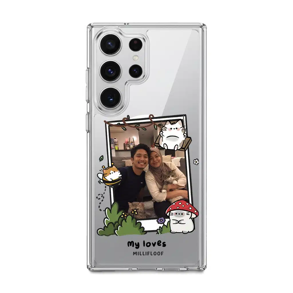 Garden Meows custom photo phone case by Millifloof, a framed picture surrounded by cats and toadstools