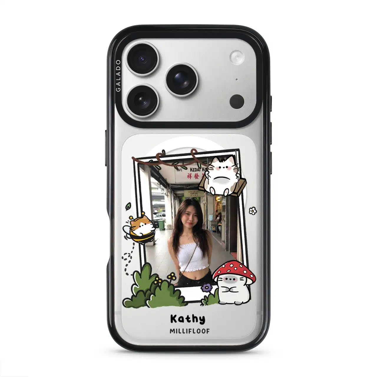 Garden Meows custom photo phone case by Millifloof, a framed picture surrounded by cats and toadstools