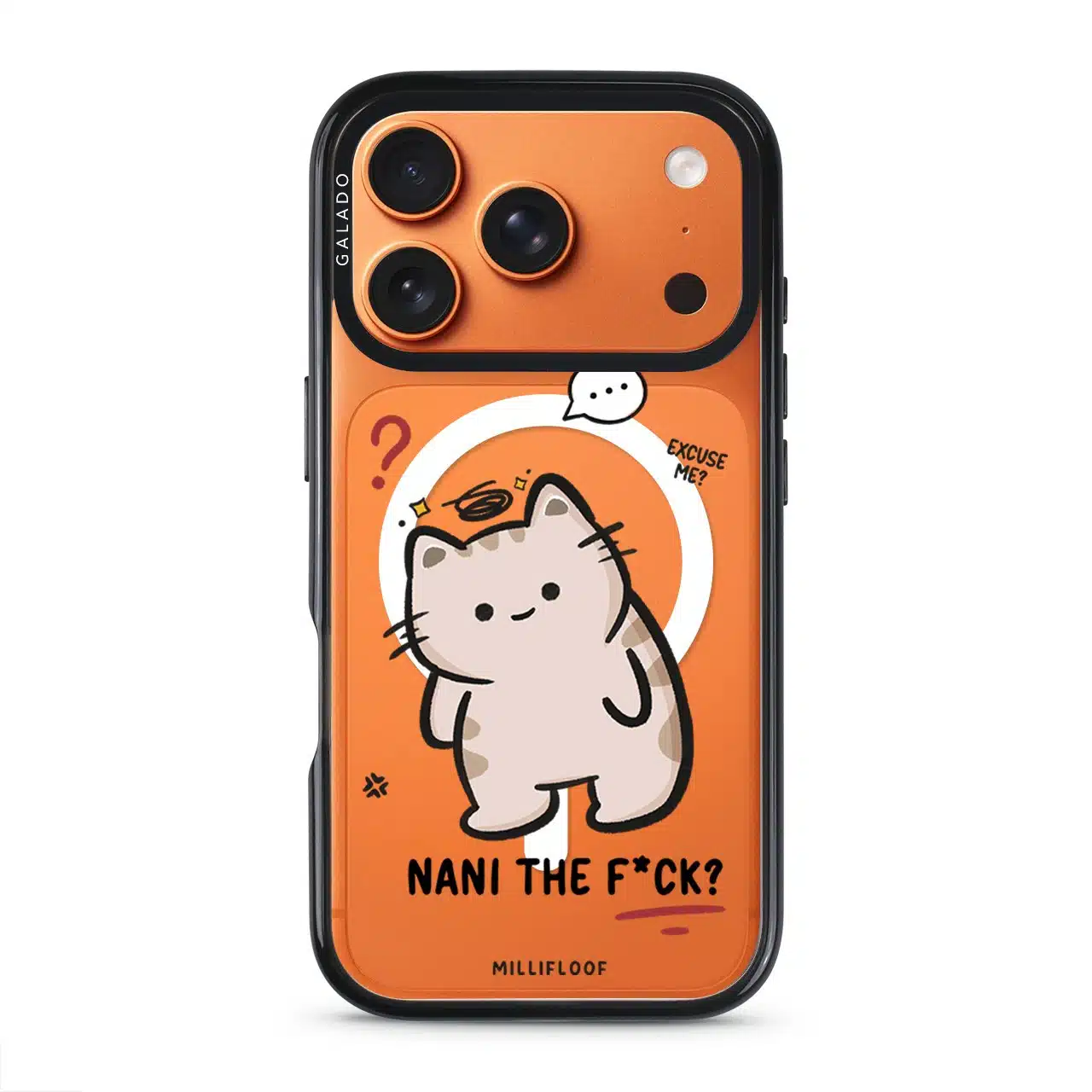 Nani The F*ck phone case by Millifloof, a cream cat with a plaster doing a double take