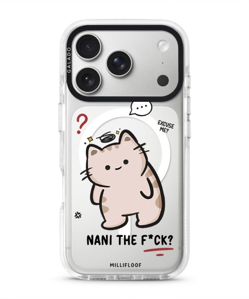 Nani The F*ck phone case by Millifloof, a cream cat with a plaster doing a double take