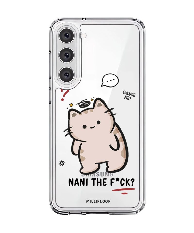 Nani The F*ck phone case by Millifloof, a cream cat with a plaster doing a double take