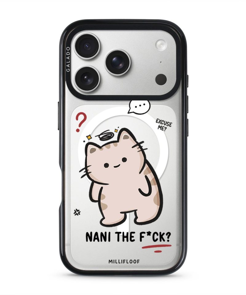 Nani The F*ck phone case by Millifloof, a cream cat with a plaster doing a double take