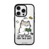 Not Paid Enough phone case by Millifloof, a tabby cat holding a banknote as coins float away