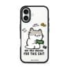 Not Paid Enough phone case by Millifloof, a tabby cat holding a banknote as coins float away