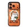 Not Paid Enough phone case by Millifloof, a tabby cat holding a banknote as coins float away