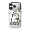 Not Paid Enough phone case by Millifloof, a tabby cat holding a banknote as coins float away