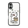 Snack First Think Later phone case by Millifloof, a white cat eating from a bag of chips