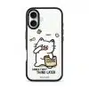 Snack First Think Later phone case by Millifloof, a white cat eating from a bag of chips