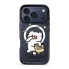 Snack First Think Later phone case by Millifloof, a white cat eating from a bag of chips