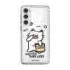 Snack First Think Later phone case by Millifloof, a white cat eating from a bag of chips