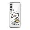 Snack First Think Later phone case by Millifloof, a white cat eating from a bag of chips