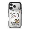 Snack First Think Later phone case by Millifloof, a white cat eating from a bag of chips