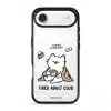 Tired Adult Club phone case by Millifloof, a white cat lying across a croissant