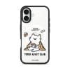 Tired Adult Club phone case by Millifloof, a white cat lying across a croissant