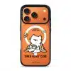 Tired Adult Club phone case by Millifloof, a white cat lying across a croissant