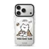 Tired Adult Club phone case by Millifloof, a white cat lying across a croissant