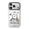 Tired Adult Club phone case by Millifloof, a white cat lying across a croissant