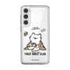 Tired Adult Club phone case by Millifloof, a white cat lying across a croissant