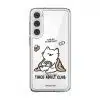 Tired Adult Club phone case by Millifloof, a white cat lying across a croissant
