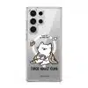 Tired Adult Club phone case by Millifloof, a white cat lying across a croissant