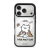Tired Adult Club phone case by Millifloof, a white cat lying across a croissant