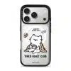 Tired Adult Club phone case by Millifloof, a white cat lying across a croissant