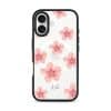 Petal Serenade phone case, soft coral watercolour blooms on a clear case with a personalised script name