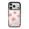 Petal Serenade phone case, soft coral watercolour blooms on a clear case with a personalised script name