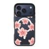 Petal Serenade phone case, soft coral watercolour blooms on a clear case with a personalised script name
