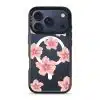 Petal Serenade phone case, soft coral watercolour blooms on a clear case with a personalised script name