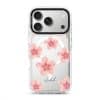 Petal Serenade phone case, soft coral watercolour blooms on a clear case with a personalised script name