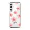 Petal Serenade phone case, soft coral watercolour blooms on a clear case with a personalised script name