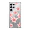 Petal Serenade phone case, soft coral watercolour blooms on a clear case with a personalised script name