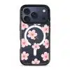Sakura Whisper phone case, pink cherry blossoms on a clear case with a personalised script name