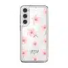 Sakura Whisper phone case, pink cherry blossoms on a clear case with a personalised script name