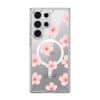 Sakura Whisper phone case, pink cherry blossoms on a clear case with a personalised script name