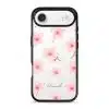 Sakura Whisper phone case, pink cherry blossoms on a clear case with a personalised script name