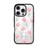 Tulip Blush phone case, pink watercolour tulips on a clear case with a personalised script name