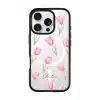 Tulip Blush phone case, pink watercolour tulips on a clear case with a personalised script name