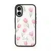 Tulip Blush phone case, pink watercolour tulips on a clear case with a personalised script name